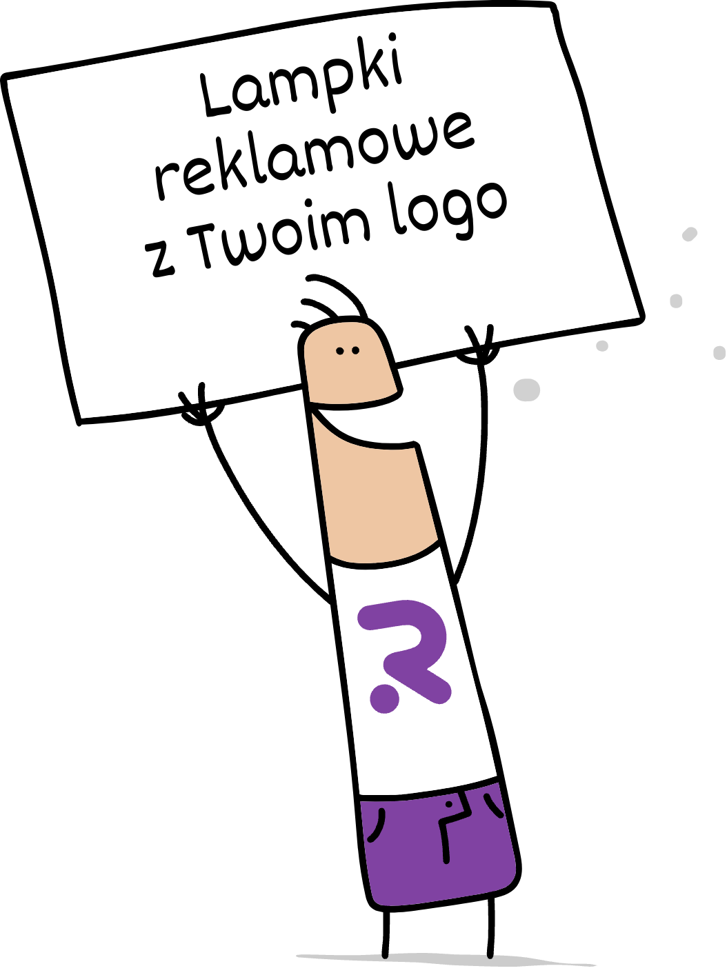 Buddy trzymający napis lampki reklamowe z Twoim logo